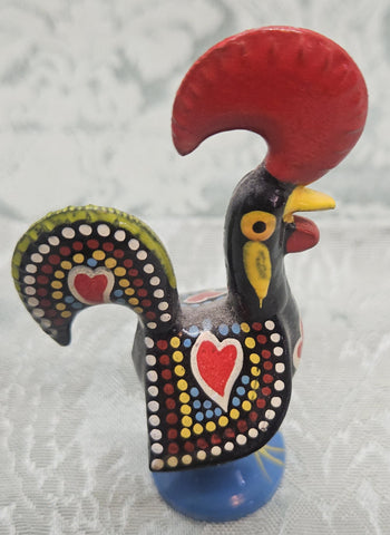 Vintage 3 1/2" Hand Painted Metal Folk Art Portugal Rooster