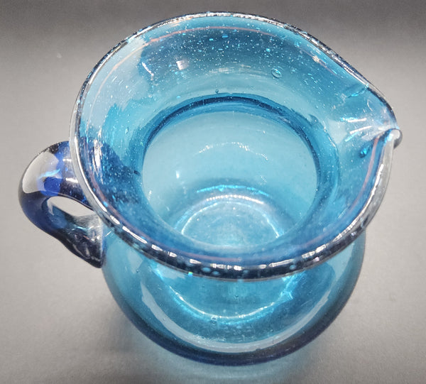Vintage Cobalt Blue Hand Blown Small Glass Pitcher