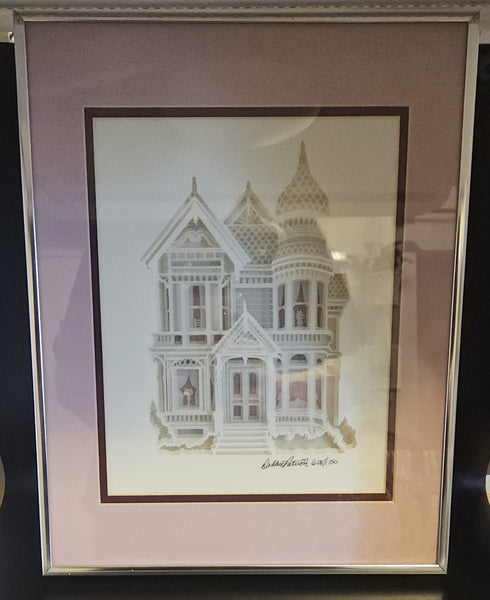 Signed Vintage Debbie Patrick 628/1750 Victorian House Framed Art Print Picture