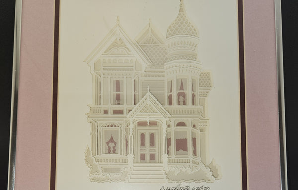 Signed Vintage Debbie Patrick 628/1750 Victorian House Framed Art Print Picture