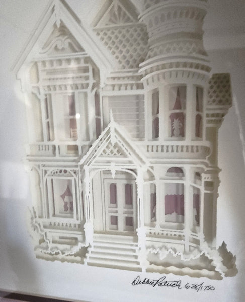 Signed Vintage Debbie Patrick 628/1750 Victorian House Framed Art Print Picture