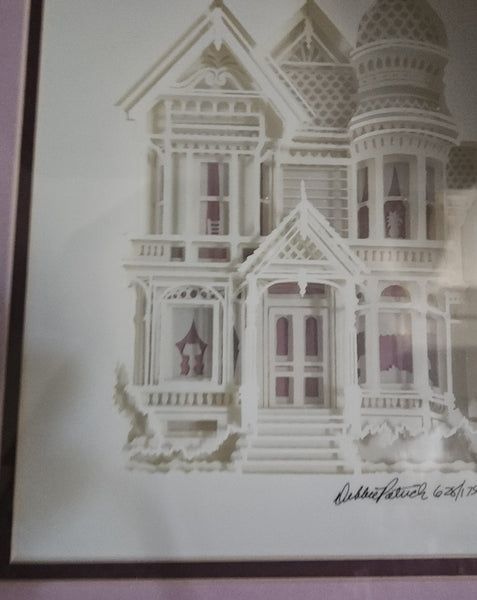 Signed Vintage Debbie Patrick 628/1750 Victorian House Framed Art Print Picture