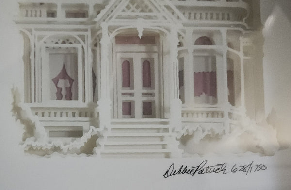 Signed Vintage Debbie Patrick 628/1750 Victorian House Framed Art Print Picture
