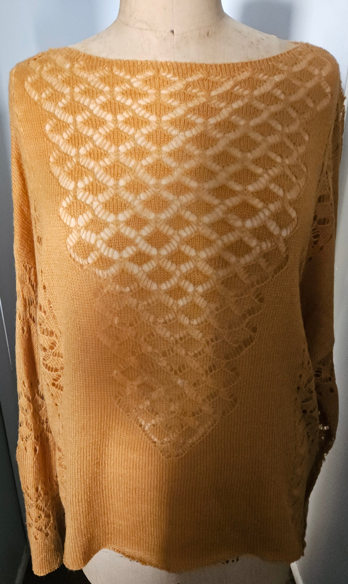 Unbranded 4X Mustard Yellow See Through Sweater