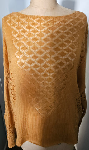 Unbranded 4X Mustard Yellow See Through Sweater