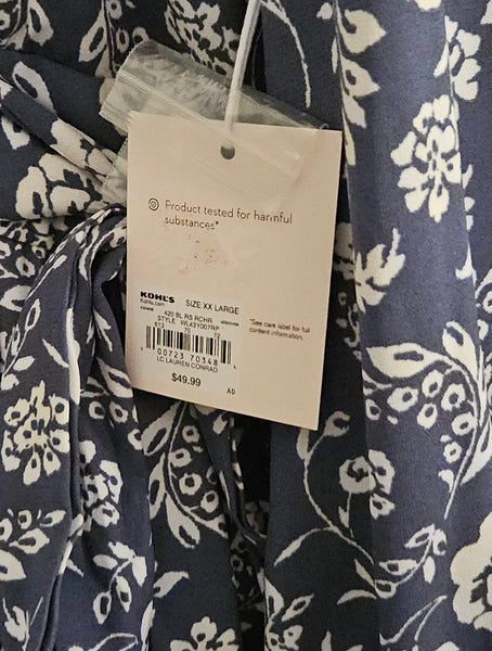 Brand New 2X LAUREN CONRAD Blue & White Floral Dress