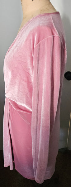 REBDOLLS 3X Pink Velvet Long Sleeve V-Neck Dress