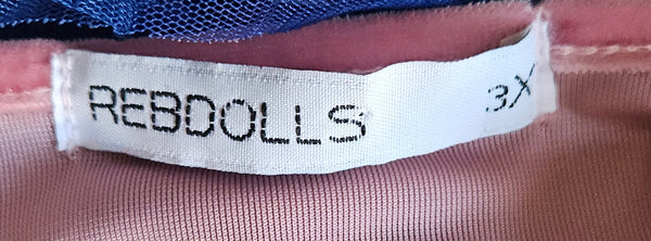 REBDOLLS 3X Pink Velvet Long Sleeve V-Neck Dress