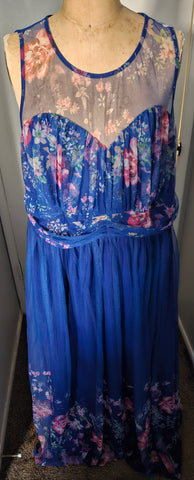 CANDALITE WOMEN'S 3X Blue Floral Sleeveless Dress