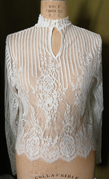 FOREVER 21 OX White See Through Lace Top