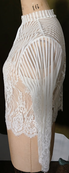FOREVER 21 OX White See Through Lace Top