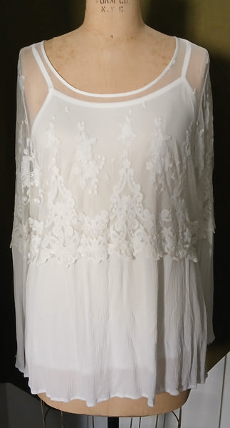 TORRID 4X White Lace Blouse w/ Built in Dress Tank Top