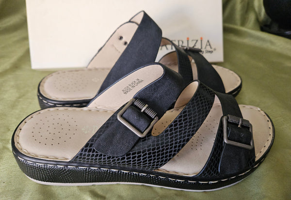 Brand New Size 7 1/2-8 PATRIZIA by Spring Step Black Sandals (38)
