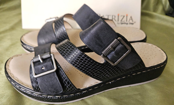 Brand New Size 7 1/2-8 PATRIZIA by Spring Step Black Sandals (38)