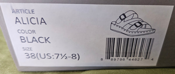 Brand New Size 7 1/2-8 PATRIZIA by Spring Step Black Sandals (38)