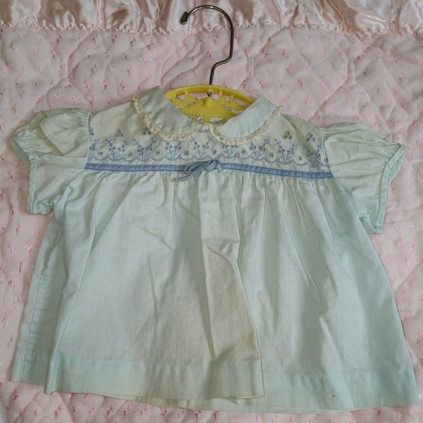 Vintage Nannette Light Blue Baby Dress & Matching Diaper Cover