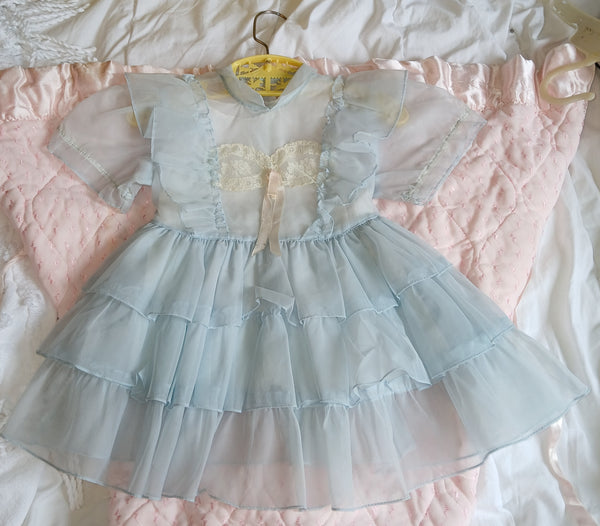 Vintage Unbranded Light Blue Shear Dress With A White Tanktop Underneath