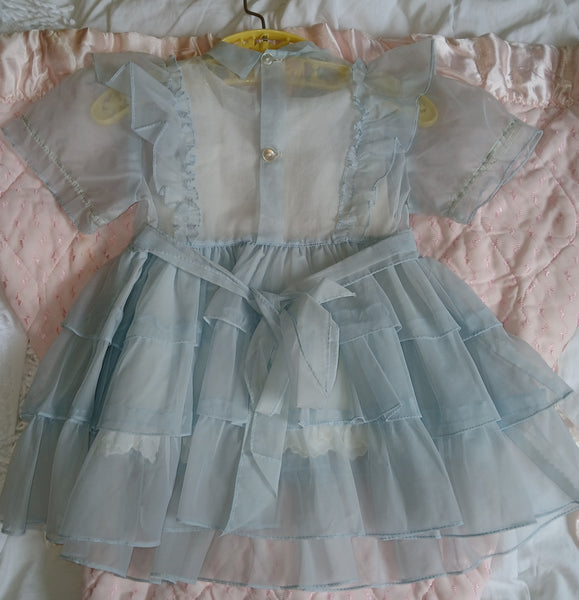 Vintage Unbranded Light Blue Shear Dress With A White Tanktop Underneath