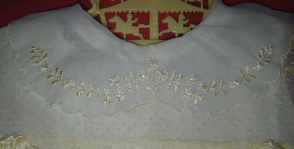 Girls 2-Pc Vintage Yellow 12 Month Swiss Dot & Lace Dress