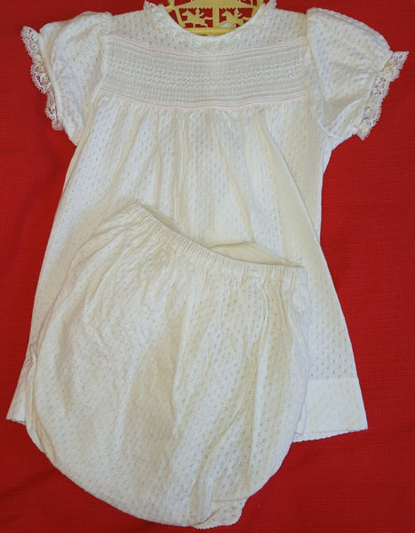 CARTERS 2-Pc Vintage 1 Year White 1950's/1960's Dress & Diaper Cover Outfit