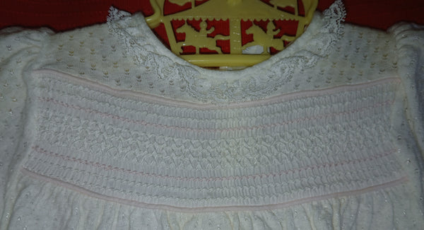 CARTERS 2-Pc Vintage 1 Year White 1950's/1960's Dress & Diaper Cover Outfit