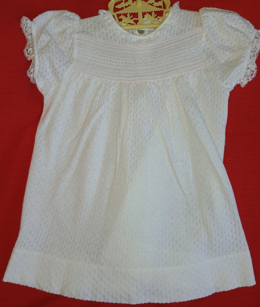 CARTERS 2-Pc Vintage 1 Year White 1950's/1960's Dress & Diaper Cover Outfit