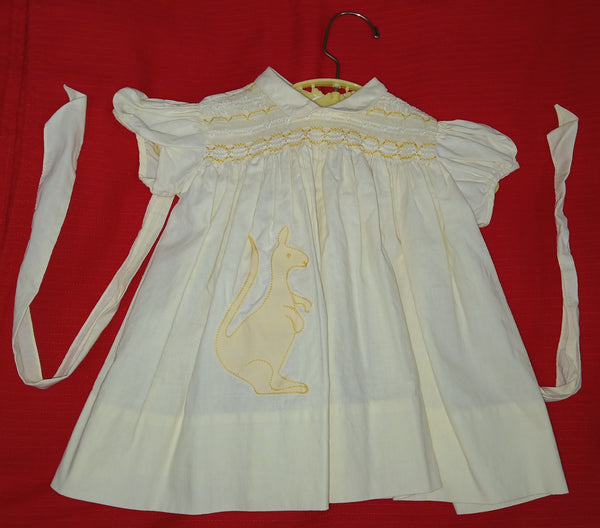 NANNETTE Vintage Yellow Embroidered Kangaroo Dress