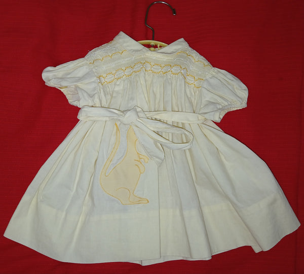 NANNETTE Vintage Yellow Embroidered Kangaroo Dress
