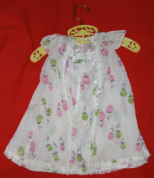 2-PC Vintage White Polka Dot Baby Dress With Pink And Green Roses Pattern