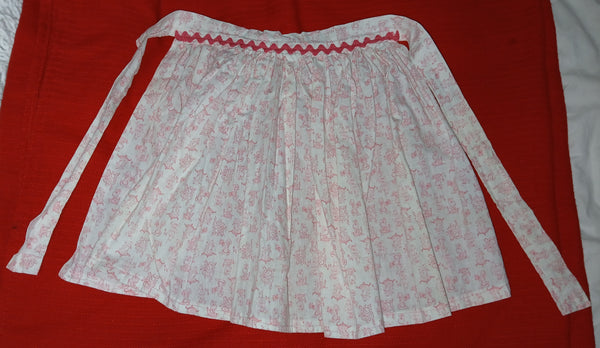 Girls Pink And White Apron With Rose Pattern