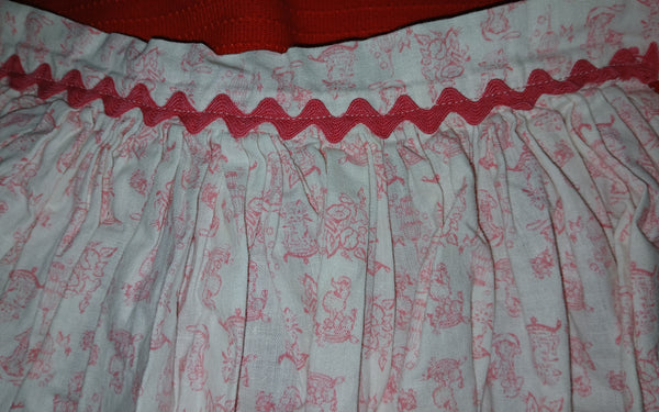 Girls Pink And White Apron With Rose Pattern