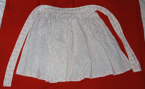 Girls Pink And White Apron With Rose Pattern