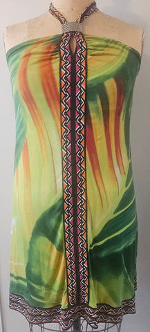 Medium CALVIN KLEIN Multi-color Tropical Halter Dress