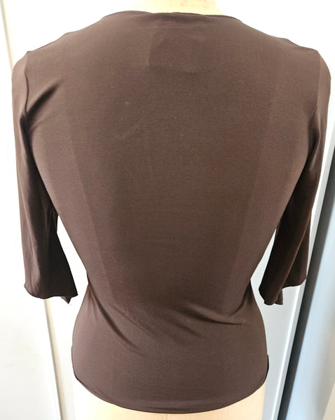 Small BRITTANY BLACK Brown Blouse with Gold Sequence Accents