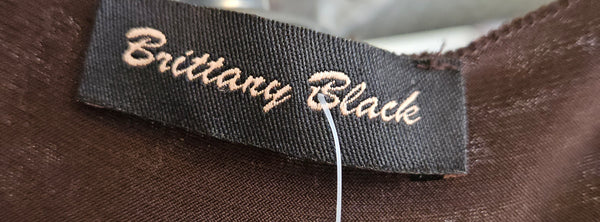Small BRITTANY BLACK Brown Blouse with Gold Sequence Accents