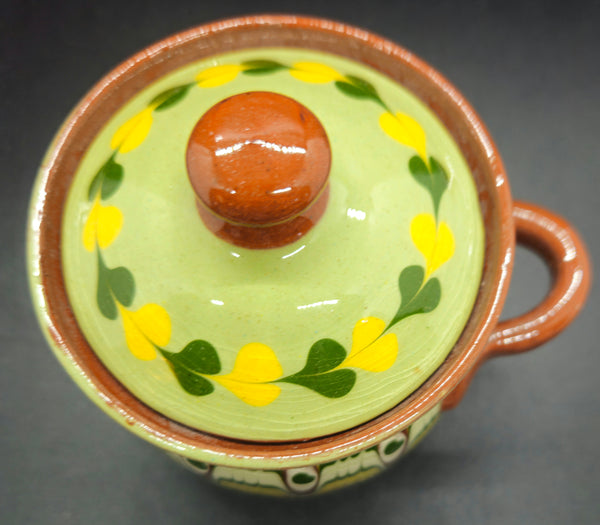 Vintage Bulgarian Clay Pottery Pot w/ Lid