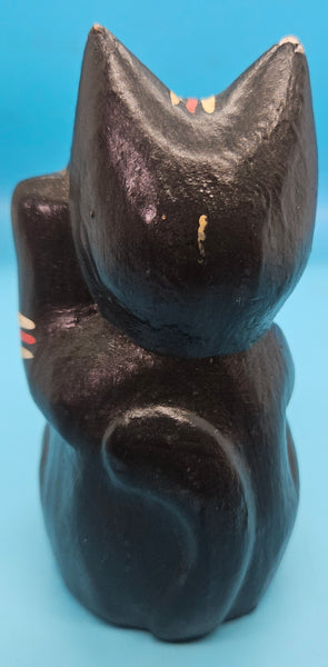 Japanese Black 4" Wood Lucky Cat (READ DETAILS)