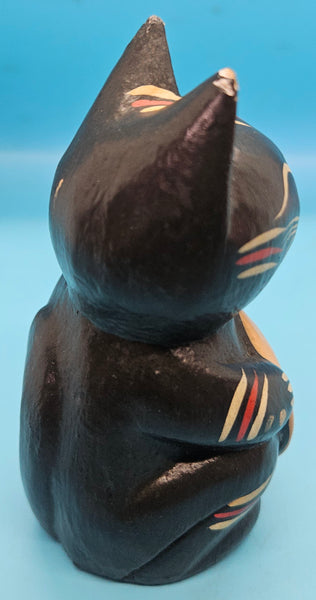 Japanese Black 4" Wood Lucky Cat (READ DETAILS)