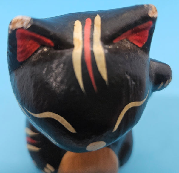 Japanese Black 4" Wood Lucky Cat (READ DETAILS)