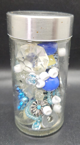 Blue, Silver & White 3 1/2" Knickknack Jar