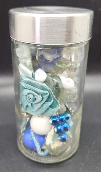 Blue, Silver & White 3 1/2" Knickknack Jar