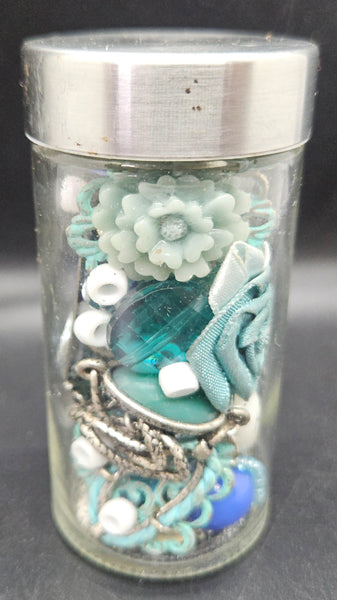 Blue, Silver & White 3 1/2" Knickknack Jar