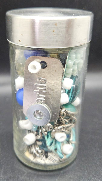Blue, Silver & White 3 1/2" Knickknack Jar