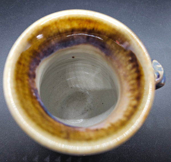 Colm De Ris Irish Pottery Blue Brown 8 Oz Curved Mug Artisan Glazed Coffee Cup