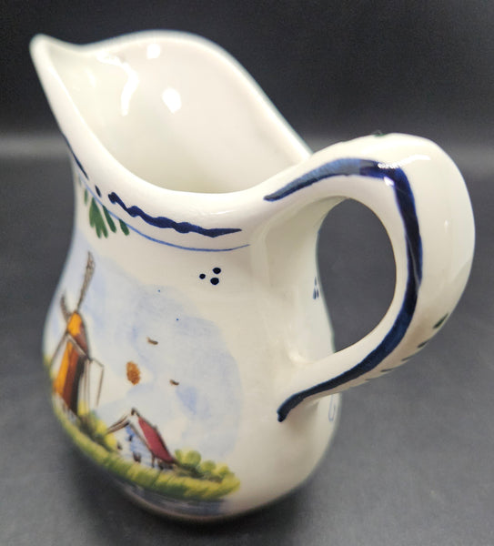Vintage DELFT Hand Painted Holland Windmill Pottery Pitcher