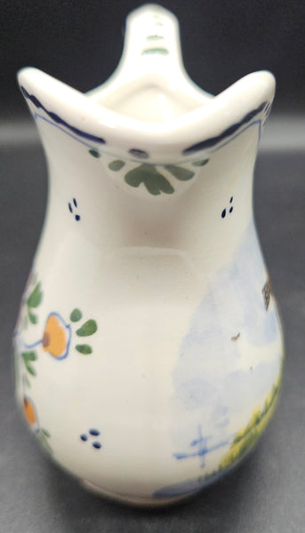 Vintage DELFT Hand Painted Holland Windmill Pottery Pitcher