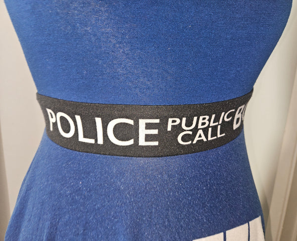 Doctor Who BBC Large Blue TARDIS Police Public Call Box Sleeveless Skater Dress