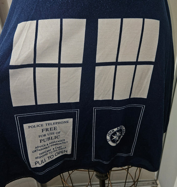 Doctor Who BBC Large Blue TARDIS Police Public Call Box Sleeveless Skater Dress