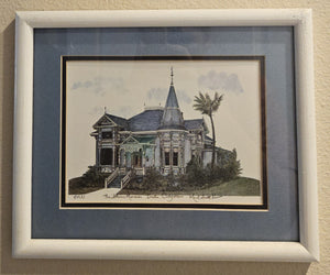 Michael Scott Kent 1983 The Stevens Mansion, Tustin CA Ink / Watercolor Framed Art