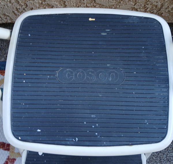 COSCO White Folding 2-Step Steel Stepping Stool Ladder